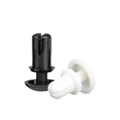 Heavy Duty Nylon Expansion Rivet Nuts Push In Buckle Clips showing black and white rivets for PCB board quick snap fix.