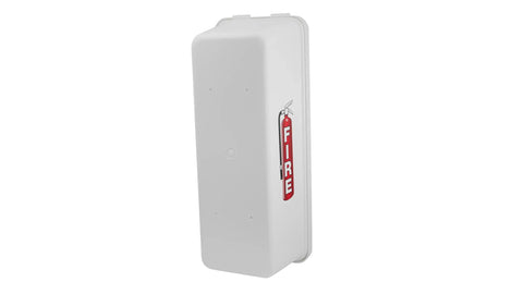 Twenty Pack White Surface Mounted Fire Extinguisher Cabinet Outdoor Weatherproof Locking Storage Box For 5 Lb Portable Units side view