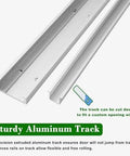 Sliding Barn Door Hardware Kit With Soft Close Mirrored Trackless System For 24 To 48 Inch Doors Concealed Ghost Design Easy Install Floor Guide Replacement - aluminum track view