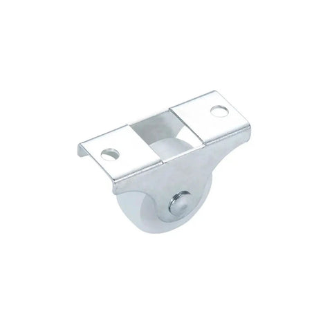 Sixteen Piece One Inch Fixed Caster Wheels Featuring Dead Quiet Roll Action Built Tough For Daily Grind Heavy Duty Steel Bodies Silent Gel Coated Tread Fast Bolt On Design For Custom Cart Or Appliance Modifications, silver metal mount with white roller.
