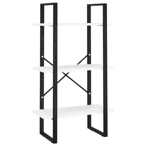 Go-To Industrial 5 Tier White Book Cabinet with Black Metal Frame, open shelving, engineered wood, side view