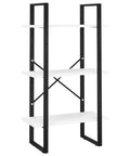 Five Tier White Bookcase Two Piece Set Built With Engineered Wood And Metal Frame For Modern Industrial Home Decor Dope Open Shelves And Sturdy