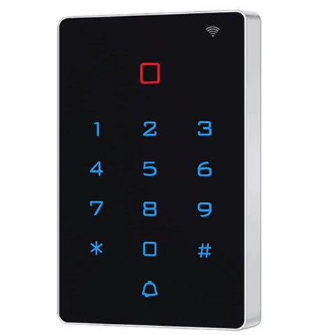 Front view of WiFi Tuya Access Control Keypad With 125kHz Card And Dope Mobile App Control IP68 Waterproof Wiegand Door Lock Opener