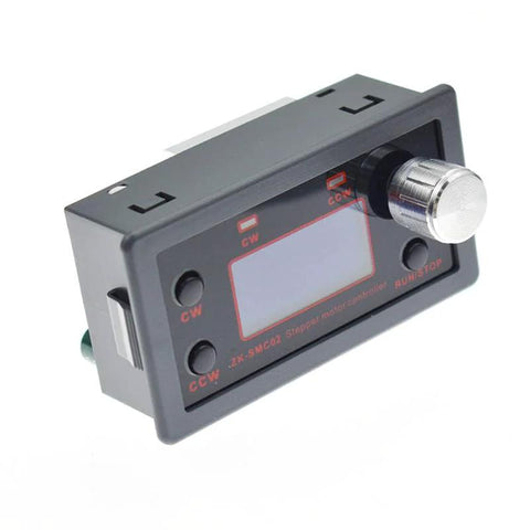 ZK-SMC02 stepper motor driver controller with gray front panel, LCD display, and silver rotary knob