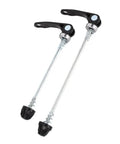 Toolless Quick Release Skewers For 26 Inch Wheels Front And Rear Axles Fits Road Mountain And BMX Bikes Easy Wheel Removal Without Tools 15 Cm Front And 18 Cm Rear, showing front and rear skewers.