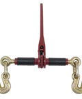 Four Pack Ratchet Chain Binders With Rubber Grips for flatbed hauling, featuring G70 eye grab hooks, 14 inch handle, 10 inch barrel