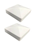 Top Shelf 2 Pack Pyramid Vinyl Fence Post Caps For 4x4 Square Posts White, durable caps with a sleek design.