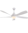 Ceiling Fan with Light and Handheld Controller 6 Speeds Modern Indoor for sleek white design and five aerodynamic blades.