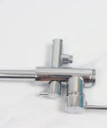 Detail view of Floor Mounted Chrome Bath Tub Faucet For Clawfoot Tubs showing diverter knob and single lever on white background.