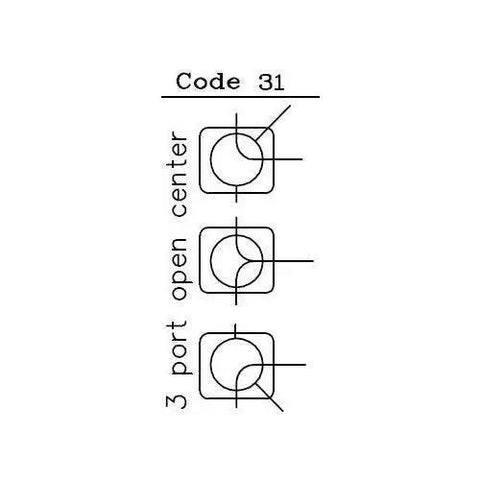 Diagram of Heavy Duty Hydraulic Rotary Diverter Valve 3 Way Open Center for Industrial Hydraulics, showing 3 port open center configuration.