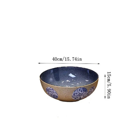USZWBY Vessel Sinks Bathroom Vessel Sink Art Countertop Basin Utensil Round Ceramic Washbasin with Faucet Bathroom Bowl Sink, 40cm diameter.