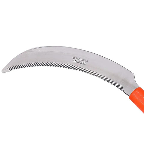 K208P Easy Grab And Go Harvest Sickle With Plastic Handle And Light Serration, 6.5 Inch Stainless Steel Blade, Orange Grip