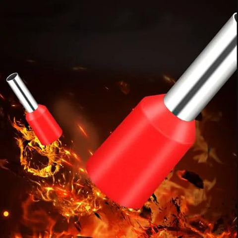 Close-up of insulated copper crimp connectors from 800 Piece Assorted Wire Ferrules And Terminals Kit AWG 22 To 10 Insulated Copper Crimp Connectors For Electrical Industrial And Power Control Systems Pro Grade Must Have