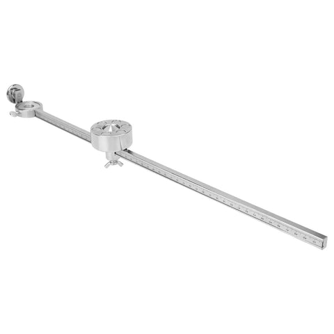 Heavy Duty Stainless Steel Torch Compass Roller Guide For Oxygen Welding And Cutting With Adjustable Gauge Scale Ruler Magnetic Base 50 Cm Length close-up view with ruler and roller clamp.