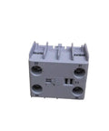 Top Pick Aux Contact Block 100 KFC11 For Electrical Switches Rated 600V AC And 10A With Easy Screw Clamp Terminals, grey plastic material.