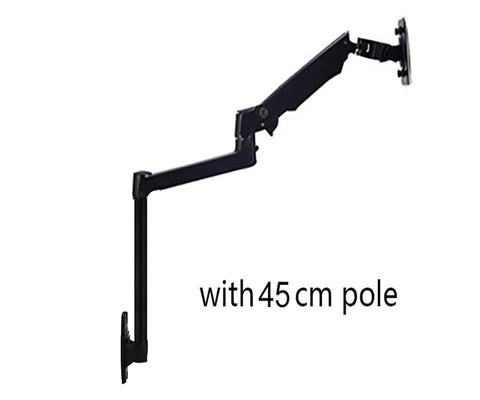 Slick Wall Mount Monitor Arm With Smooth Full Motion Articulation Premium Aluminum Mechanical Spring Display Stand Ergonomic Silver Laptop Workstation Ultra Heavy Duty with 45cm pole.