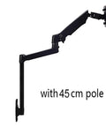 Top Shelf Wall Mount Full Motion Monitor Arm Featuring Heavy Duty Aluminum Housing Super Smooth Spring Swivel and 45cm pole