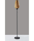 Hugo Table Lantern With Natural Bamboo Shade And Black Metal Finish, Cozy Glow And Chill Vibe, Tall Narrow Design