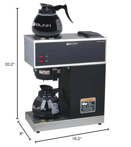 12-Cup Pourover Commercial Coffee Brewer With Upper And Lower Warmers And Two Glass Decanters, Black And Stainless Finish, VPR-2GD Boss Brew Station