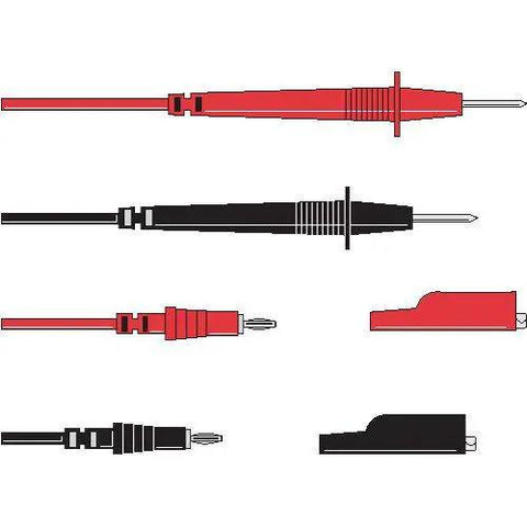 Pro Grade 48 Inch Test Leads With Insulated Screw On Alligator Clips For Digital Multimeters Color Coded Wires Displayed Horizontally