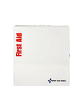 Front view of a white rectangular first aid kit box with red vertical First Aid text on the left and the First Aid Only logo bottom right