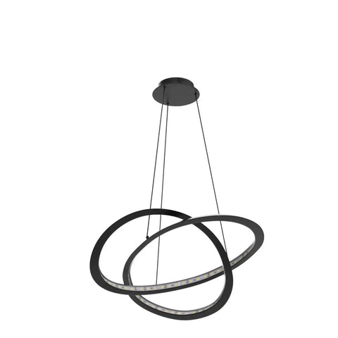 Modern Trefoil Ceiling Chandelier For Dining Room And Living Room, Adjustable Height And Color Temperature, Matte Black Pendant Light