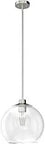 Brushed Nickel Globe Pendant Light In Mid Century Modern Style, Dimmable Ceiling Fixture With Clear Glass Shade