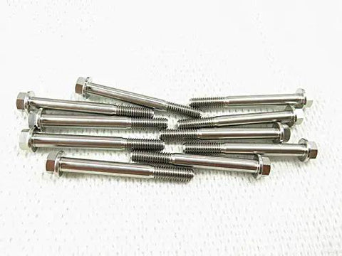 Hella Badass Grade 5 Titanium Hex Flange Bolts M6 X 55mm With 1 0 Thread Pitch And 8mm Allen Hex Head arranged neatly