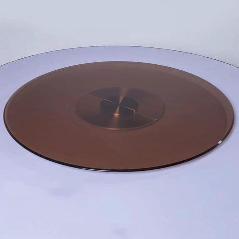 24 Inch Tempered Glass Lazy Susan Turntable With Silent Bearings Heavy Duty Rotating Serving Tray For Dining Table 360 Degree Spin