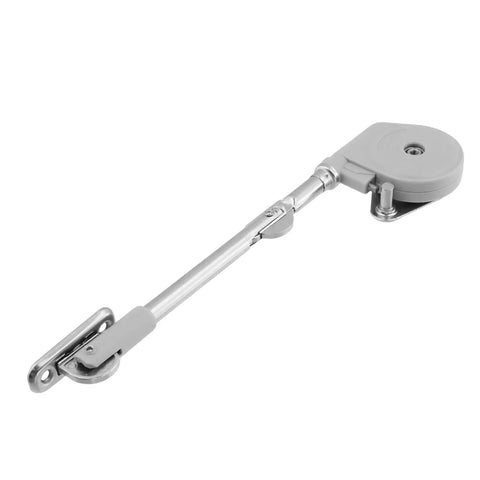 Heavy Duty Soft Close Hinges For Toy Boxes And Wooden Chests, Lid Stay Support, stainless steel hinge extended, close-up view