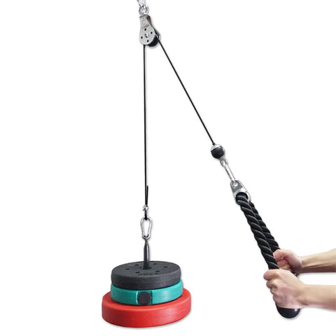 Silent Cable Pulley System Dope Home Gym Attachments heavy duty setup with weights and rope for arm workouts