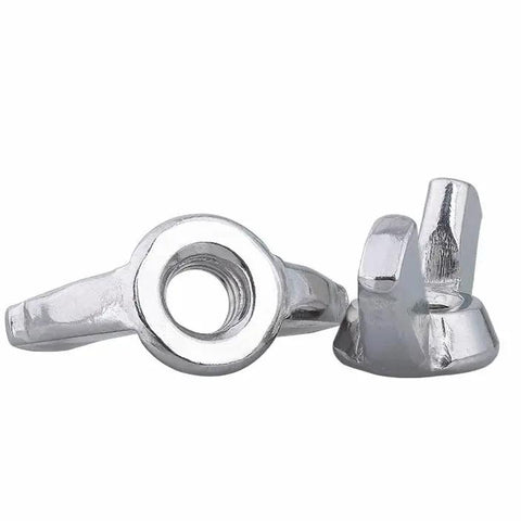 Close-up of 50 Piece Pack Of M5 Butterfly Wing Nuts Crafted From Badass 304 Stainless Steel For Smooth Hand Tightening.