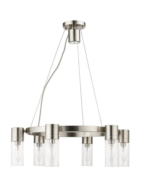 Midtown 6 Light Chandelier In Brushed Nickel Finish With Dope Modern Contemporary Design, 6 Illuminating Heads