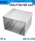 Aluminum explosion-proof enclosure box, 122x175x150 mm, silver with ribbed sides for DIY junctions.