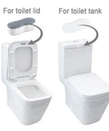 Universal Toilet Seat Bumpers Kit With Height Adjustment And Strong Self Adhesive Includes 2 Height Options 5 Lid Bumpers And 2 Tank Bumpers In Gray And Clear ABS Durable Construction For Quiet No Fuss Easy Install shown on white toilet