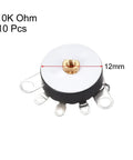 Wheel Potentiometer With Switch 10K Ohm Carbon Film Rotary Potentiometer RV12MM Single Turn B103 5 Terminals Knob Not Included