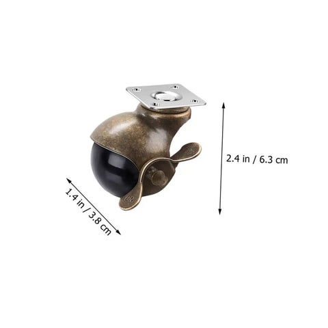 Tough Vintage Brass Furniture Casters 2 Inch Swivel Wheels Universal Heavy Duty Roller Kit, 2.4 inch size for cabinets.