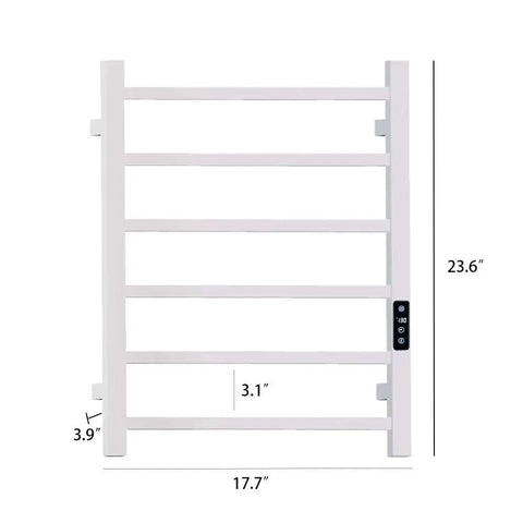 6 Bar Electric Towel Warmer Rack Wall Mount Plug In Bath Towel Heater Black Finish Timed Heating