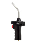 Utility Hand Torch With Trigger Start Ignition And Adjustable Flame, black ergonomic grip handle, propane fueled, stainless steel tube