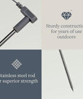 Front view of GroundLuxe grounding rod with stainless-steel stake and plug-in connector for outdoor earthing kit.