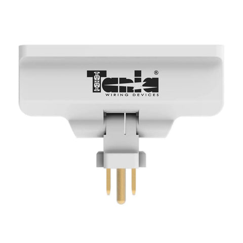 3 Outlet Wall Tap With 180 Degree Swivel Grounded UL Listed Swivel Outlet Extender And Plug Adapter White back view