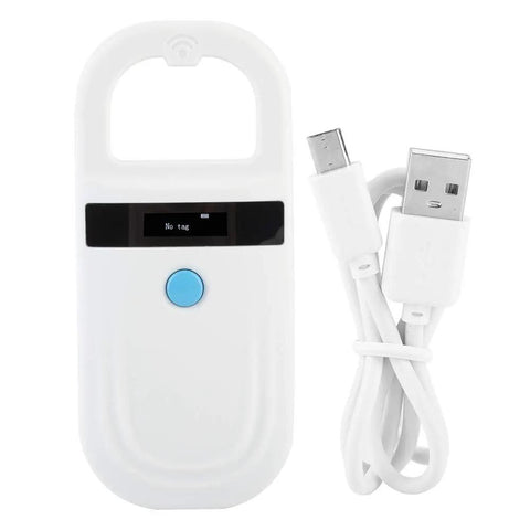 134.2KHz RFID Microchip Reader for Animals, Reads FDX-B ISO11784/11785 and EMID Chips, 0.91 Inch OLED, USB Type C, with cord