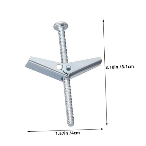Heavy Duty Toggle Bolt And Wing Nut Kit For Reliable Drywall Anchoring 30 Sets, 3.18in silver metal bolt