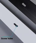 Screw holes on solid aluminum sliding barn door track kit featuring smooth as butter quiet glide and adjustable rail.