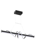 Modern Black Wave Linear Pendant Light With Remote Dimmable 55W LED Chandelier for Kitchen Island and Living Room