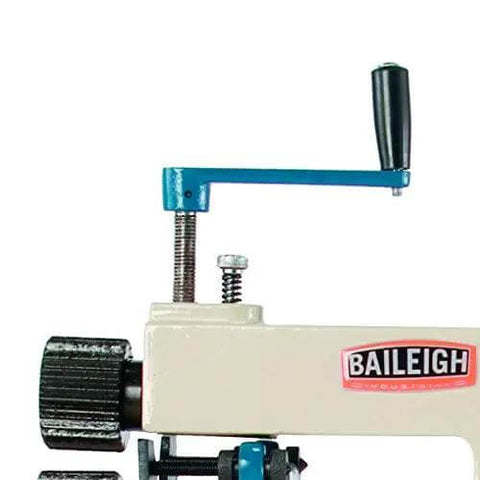 Side view of Manual Bead Roller For Metalworking, 7 Inch Throat, 22 Gauge Mild Steel showing handle and part of frame.