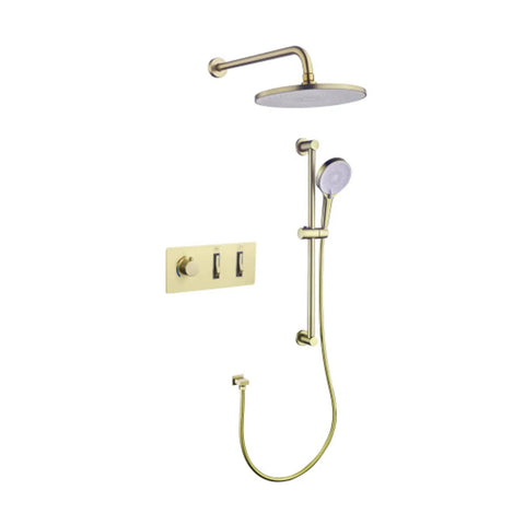 Top Tier Wall Mounted Shower Kit With Rain And Handheld Heads Zero Drip Valve Super Flexible Five Meter Hose No Sweat Installation Durable Chrome Finish total bathroom upgrade showing overhead and handheld shower heads.