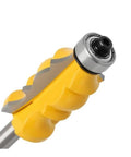 Close-up of 6mm Router Bits Set With Carbide Molding Trimming Cutter Wood Milling Tool Featuring 1/4 Inch Shank and ergonomic handle.