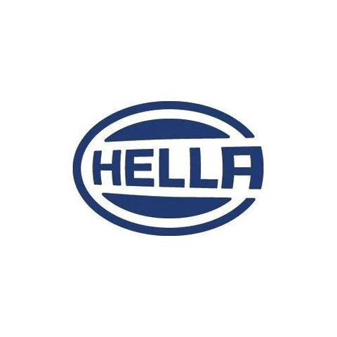 HELLA logo on white background with blue oval emblem.