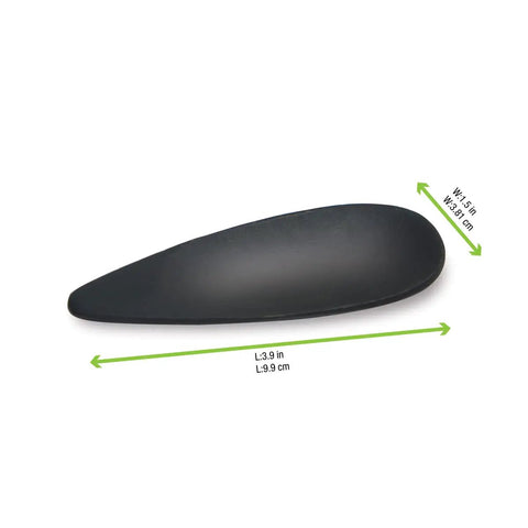 Mahal Tear Drop Bamboo Tasting Spoon For Grab And Go Tastings, Black Biodegradable Disposable Cutlery For Appetizers And Sampling, Multi Purpose Serving Spoon, Natural Wood Look Finish, 3.9 x 1.6 Inches, Pack Of 144, black bamboo spoon with dimensions